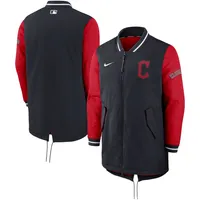 Veste entièrement zippée Nike pour homme bleu marine/rouge Cleveland Guardians Authentic Collection Dugout Performance