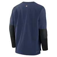 Men's Nike Navy Cleveland Guardians 2024 City Connect Authentic Collection Player Tri-Blend Pullover Sweatshirt