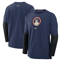 Men's Nike Navy Cleveland Guardians 2024 City Connect Authentic Collection Player Tri-Blend Pullover Sweatshirt