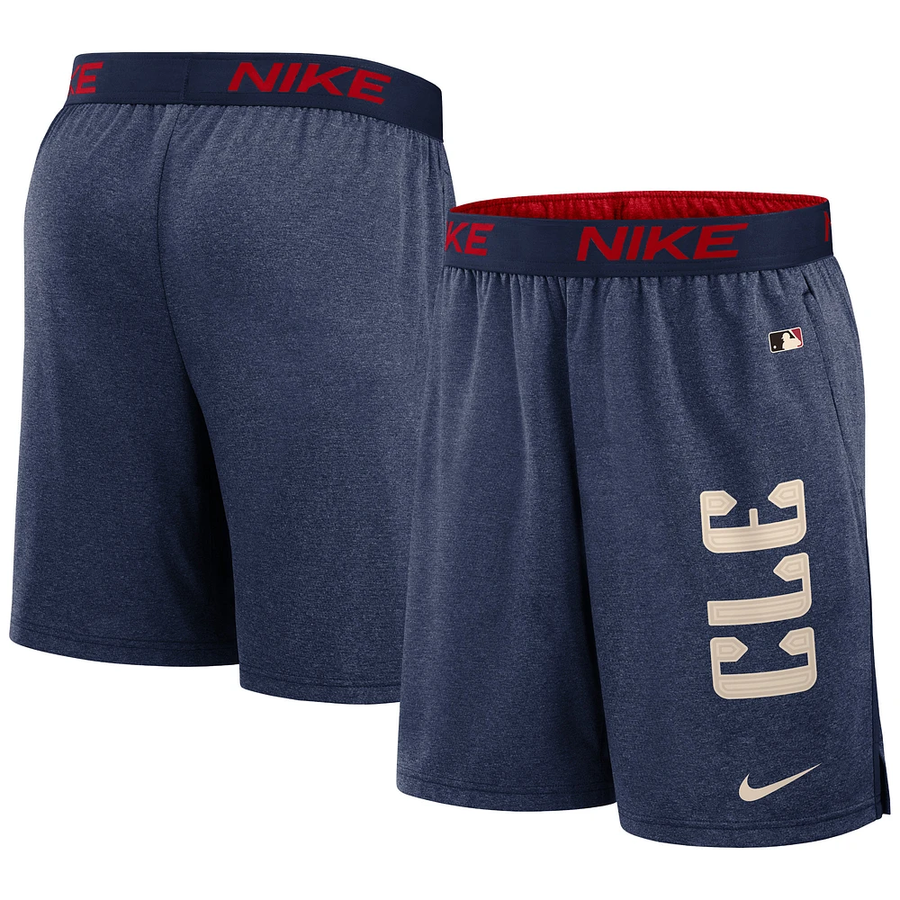 Short d'entraînement de performance Nike pour homme, Cleveland Guardians 2024 City Connect Authentic Collection, bleu marine