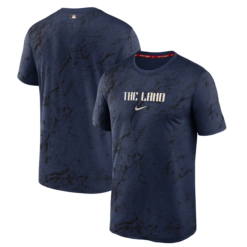 T-shirt Nike bleu marine Cleveland Guardians 2024 City Connect Authentic Collection Practice Velocity Performance pour homme