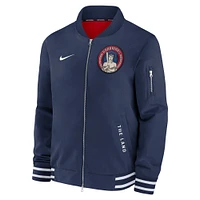 Men's Nike  Navy Cleveland Guardians Authentic Collection City Connect Full-Zip Bomber Jacket