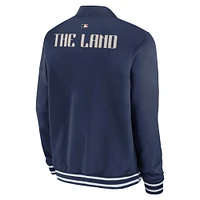 Men's Nike  Navy Cleveland Guardians Authentic Collection City Connect Full-Zip Bomber Jacket