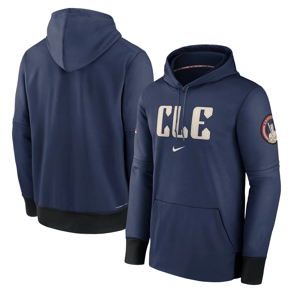 Men's Nike Navy Cleveland Guardians Authentic Collection City Connect Performance Pullover Hoodie