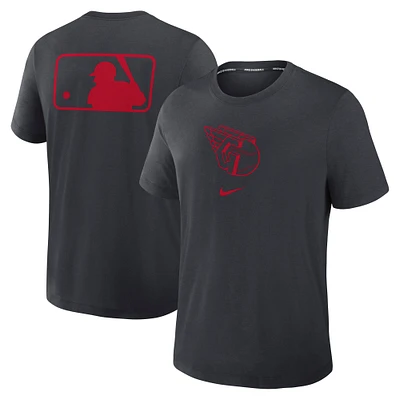 T-shirt Nike bleu marine Cleveland Guardians Authentic Collection Early Work Tri-Blend Performance pour homme