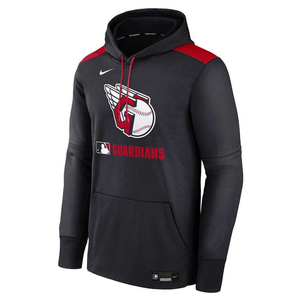 Men's Nike Navy Cleveland Guardians Authentic Collection Performance Pullover Hoodie