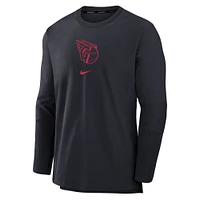 Sweat-shirt à enfiler Nike pour hommes, bleu marine, Cleveland Guardians Authentic Collection Player Performance