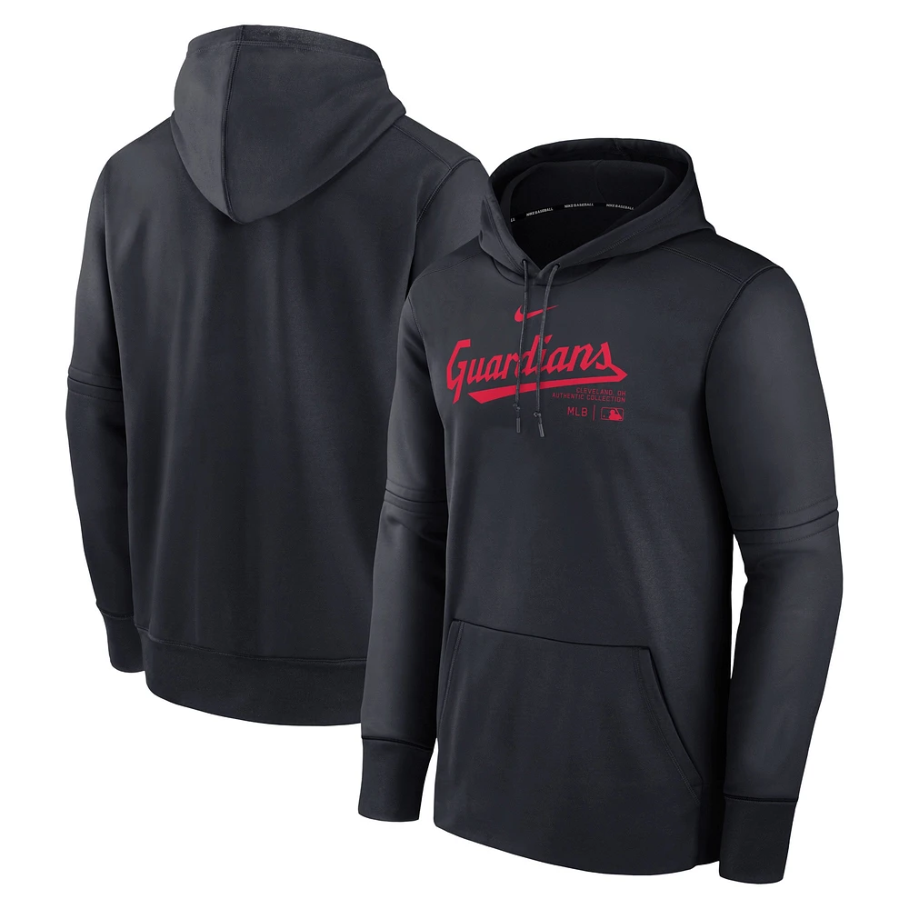 Men's Nike Navy Cleveland Guardians Authentic Collection Practice Performance Pullover Hoodie