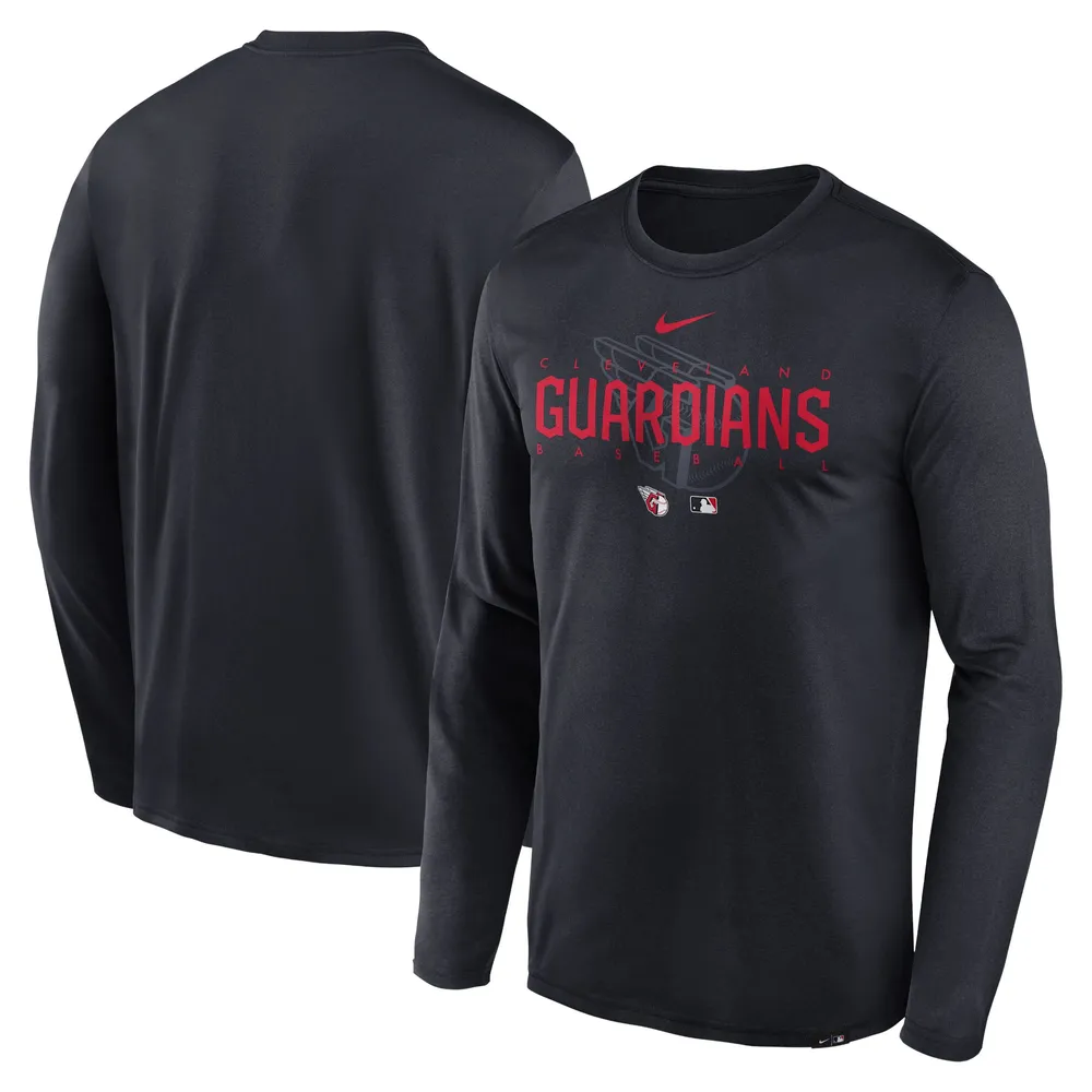 T-shirt à manches longues Nike Cleveland Guardians Authentic Collection Team Logo Legend Performance pour homme - Bleu marine