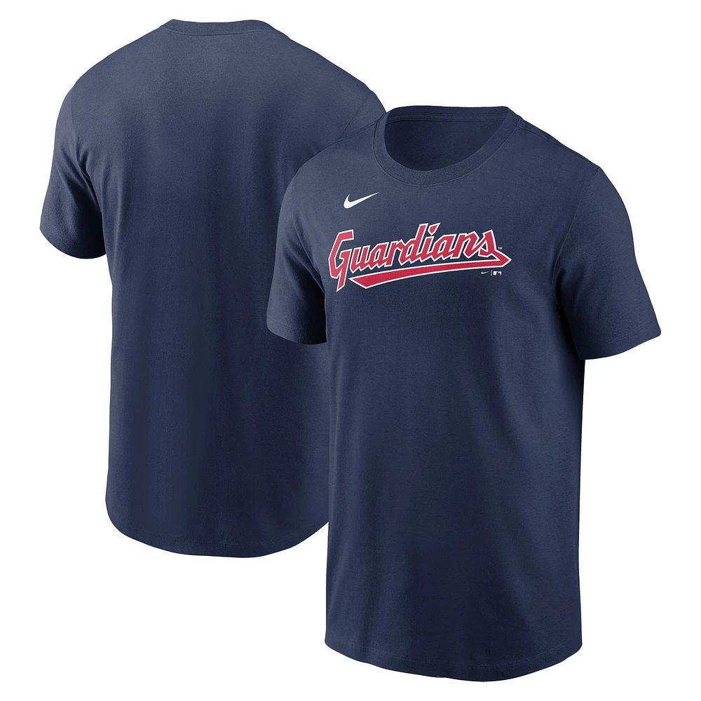 T-shirt Nike bleu marine pour hommes des Cleveland Guardians Fuse Wordmark