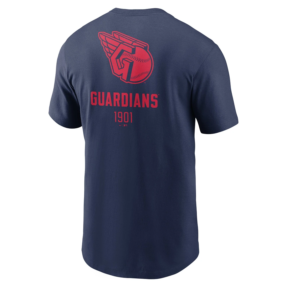 T-shirt Nike bleu marine Cleveland Guardians avec grand logo dans le dos pour homme