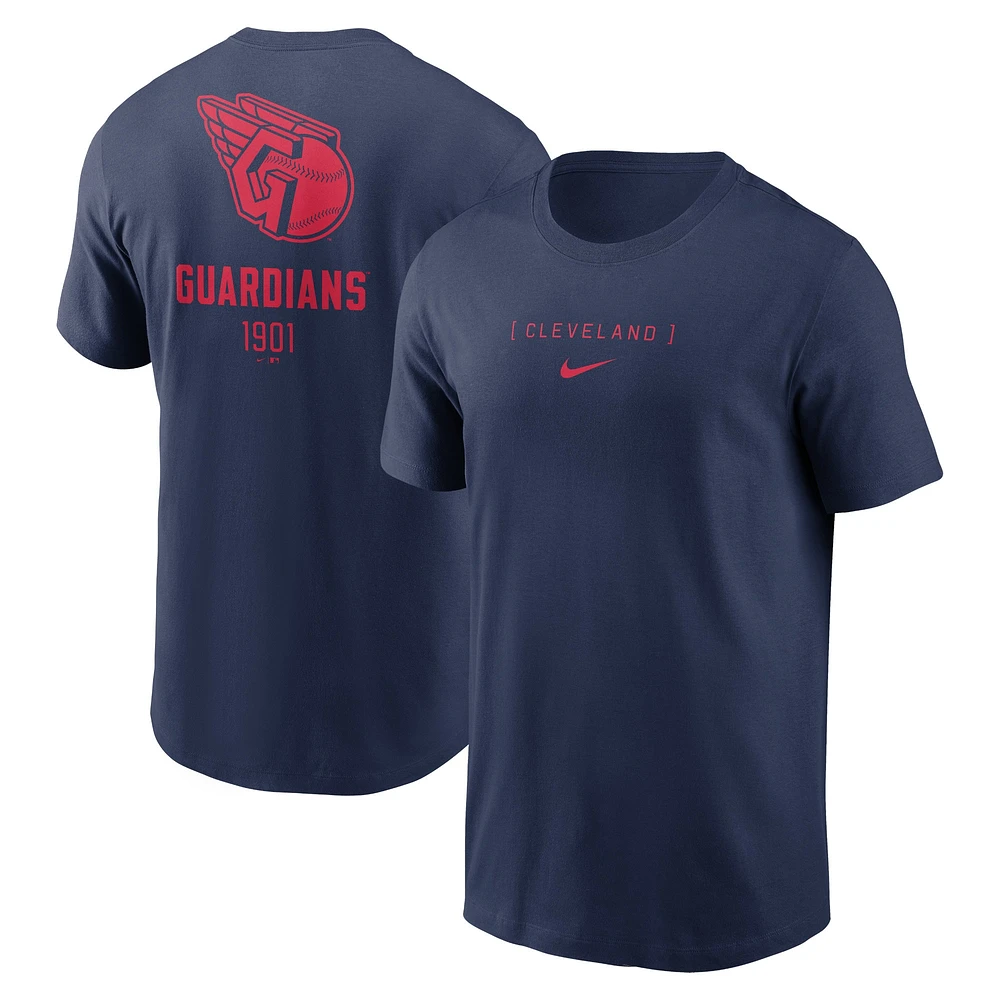 T-shirt Nike bleu marine Cleveland Guardians avec grand logo dans le dos pour homme