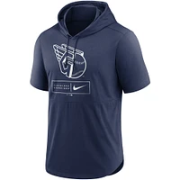 Haut à capuche léger manches courtes Nike Cleveland Guardians Lockup Performance pour homme, bleu marine