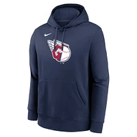 Men's Nike Navy Cleveland Guardians Logo Club Fleece Pullover Hoodie