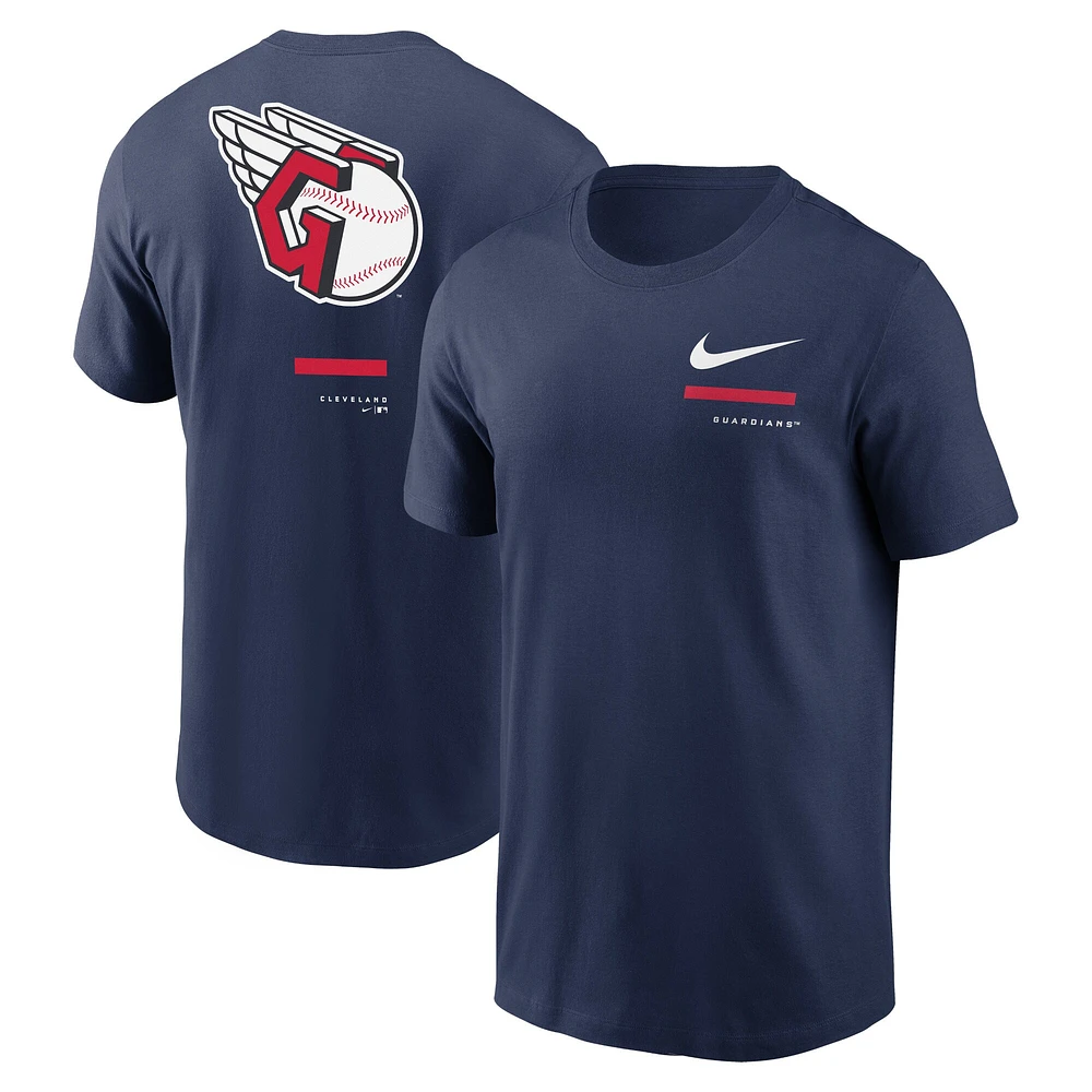 T-shirt à épaules dénudées Nike Cleveland Guardians pour homme bleu marine