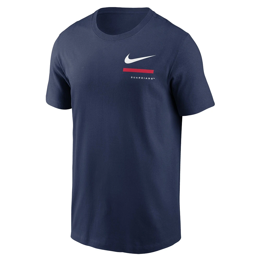 T-shirt à épaules dénudées Nike Cleveland Guardians pour homme bleu marine