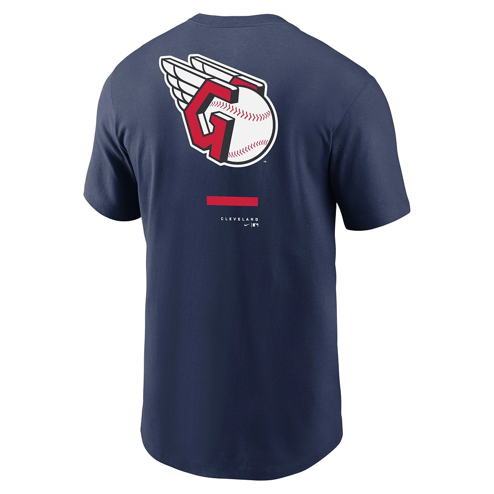 T-shirt à épaules dénudées Nike Cleveland Guardians pour homme bleu marine