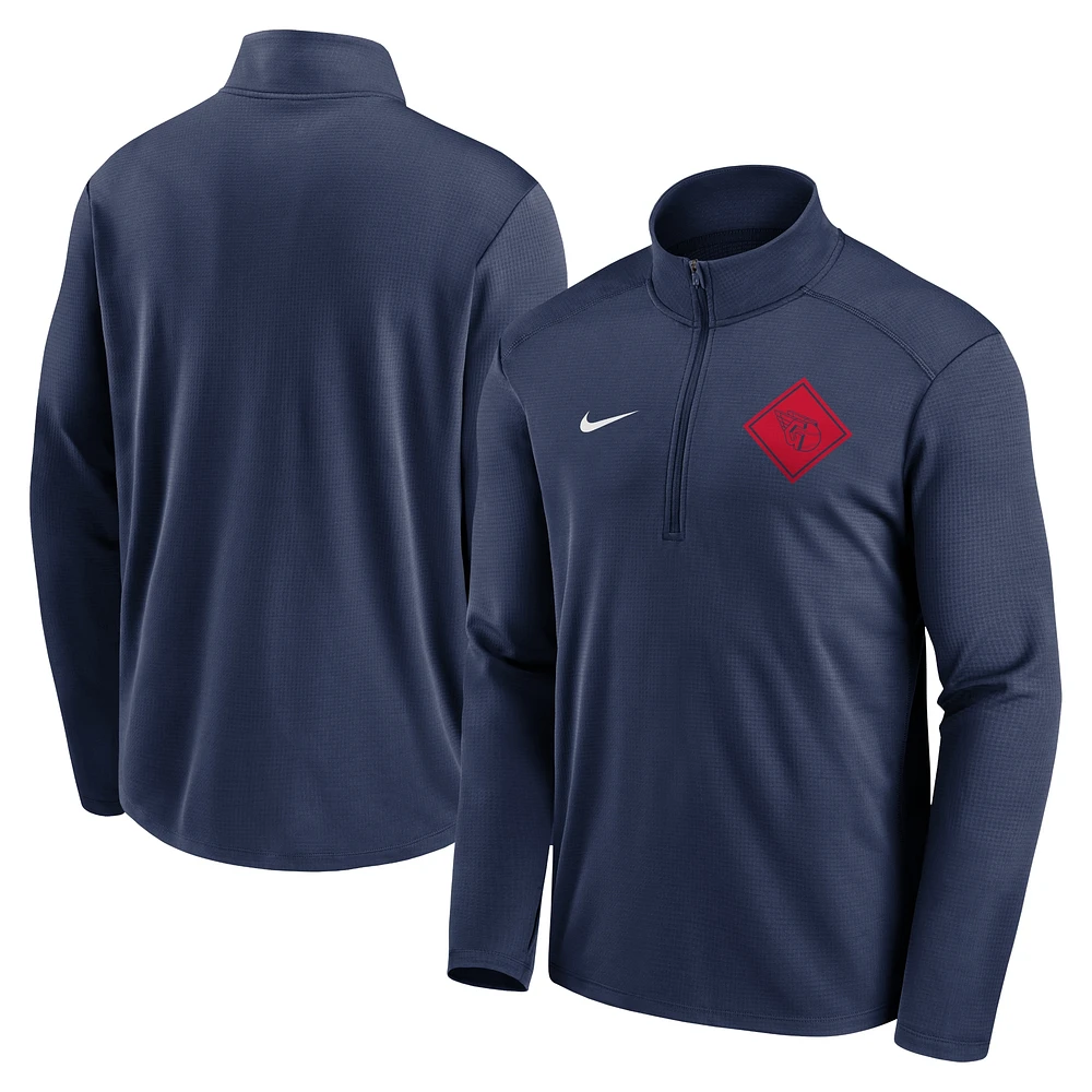 Men's Nike Navy Cleveland Guardians Team Logo Half-Zip Top