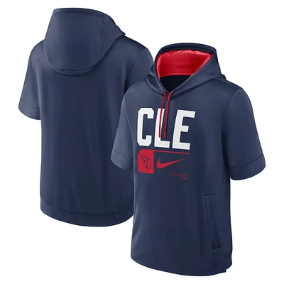 Sweat à capuche manches courtes Nike Cleveland Guardians Tri Code Lockup pour homme, bleu marine