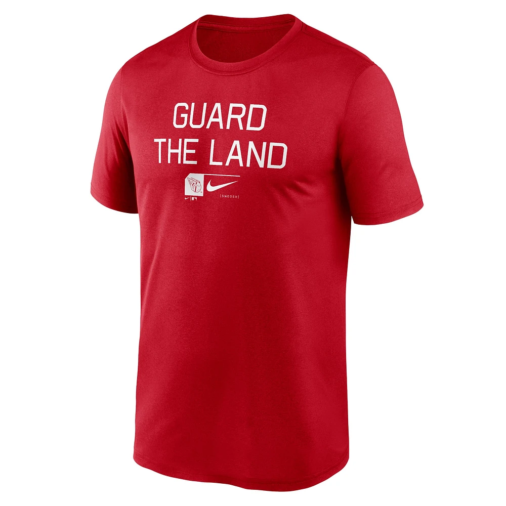 T-shirt Nike rouge Cleveland Guardians Baseball Phrase Legend Performance pour homme