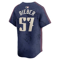 Maillot de joueur Nike Shane Bieber bleu marine des Cleveland Guardians City Connect Limited pour homme