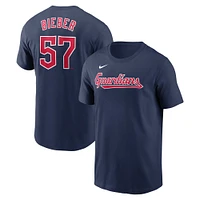 Men's Nike Shane Bieber Navy Cleveland Guardians Fuse Name & Number T-Shirt