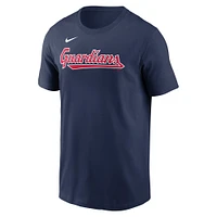 Men's Nike Shane Bieber Navy Cleveland Guardians Fuse Name & Number T-Shirt