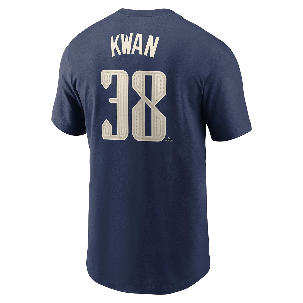 Men's Nike Steven Kwan Navy Cleveland Guardians 2024 City Connect Name & Number T-Shirt