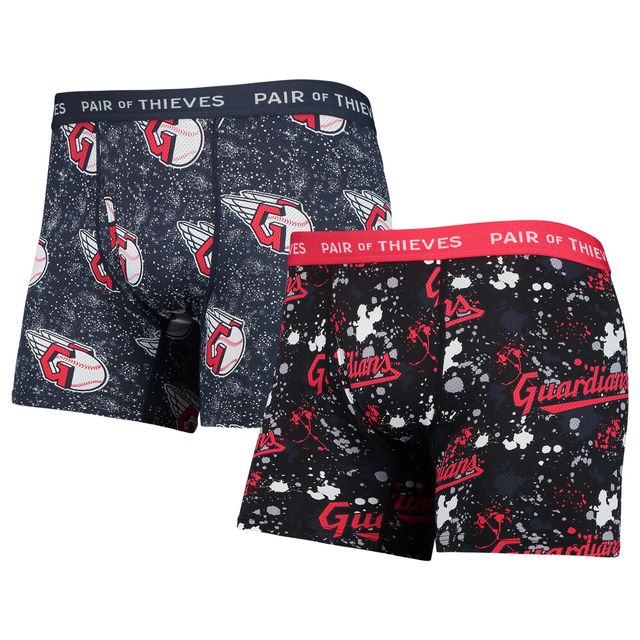 Lot de 2 boxers Super Fit pour homme Paire voleurs Noir/bleu marine Cleveland Guardians