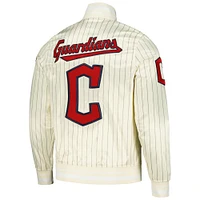 Men's Pro Standard Cream Cleveland Guardians Pinstripe Retro Classic Satin Full-Snap Jacket