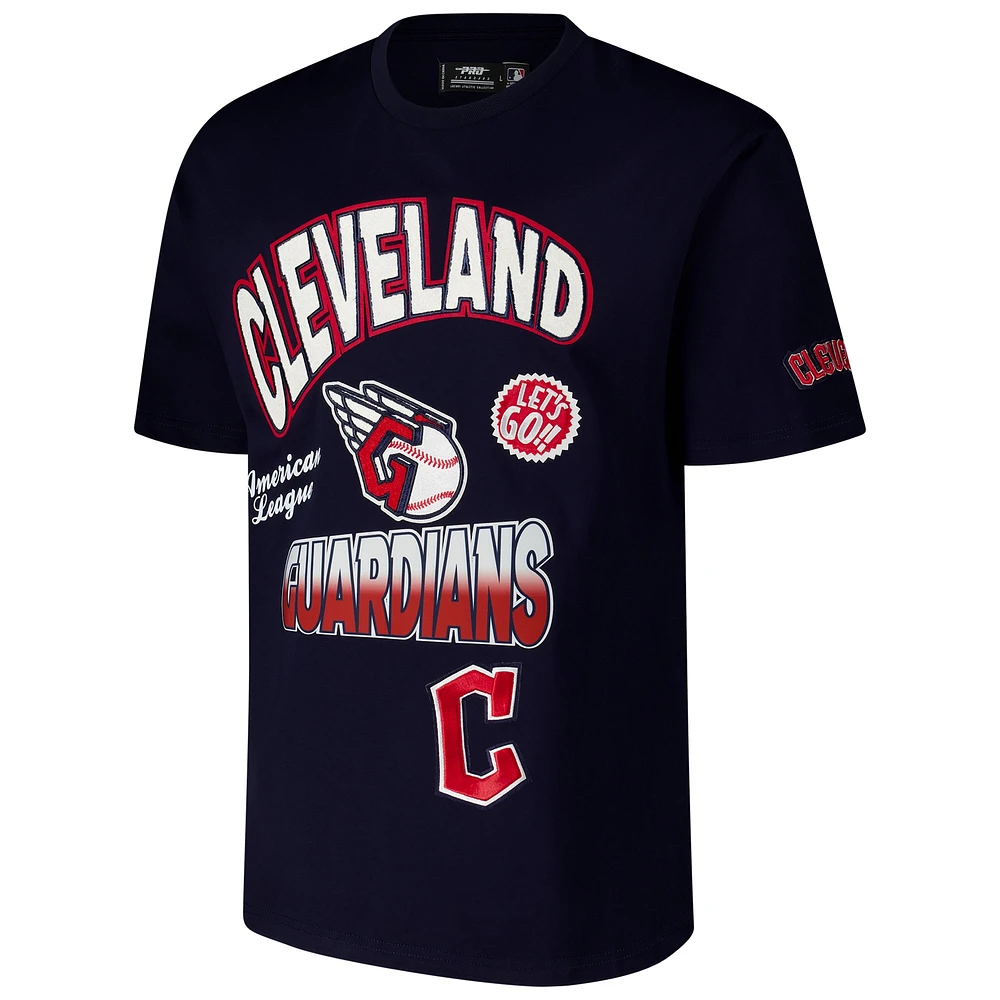 Men's Pro Standard Navy Cleveland Guardians Turn It Up Dropped Shoulder T-Shirt