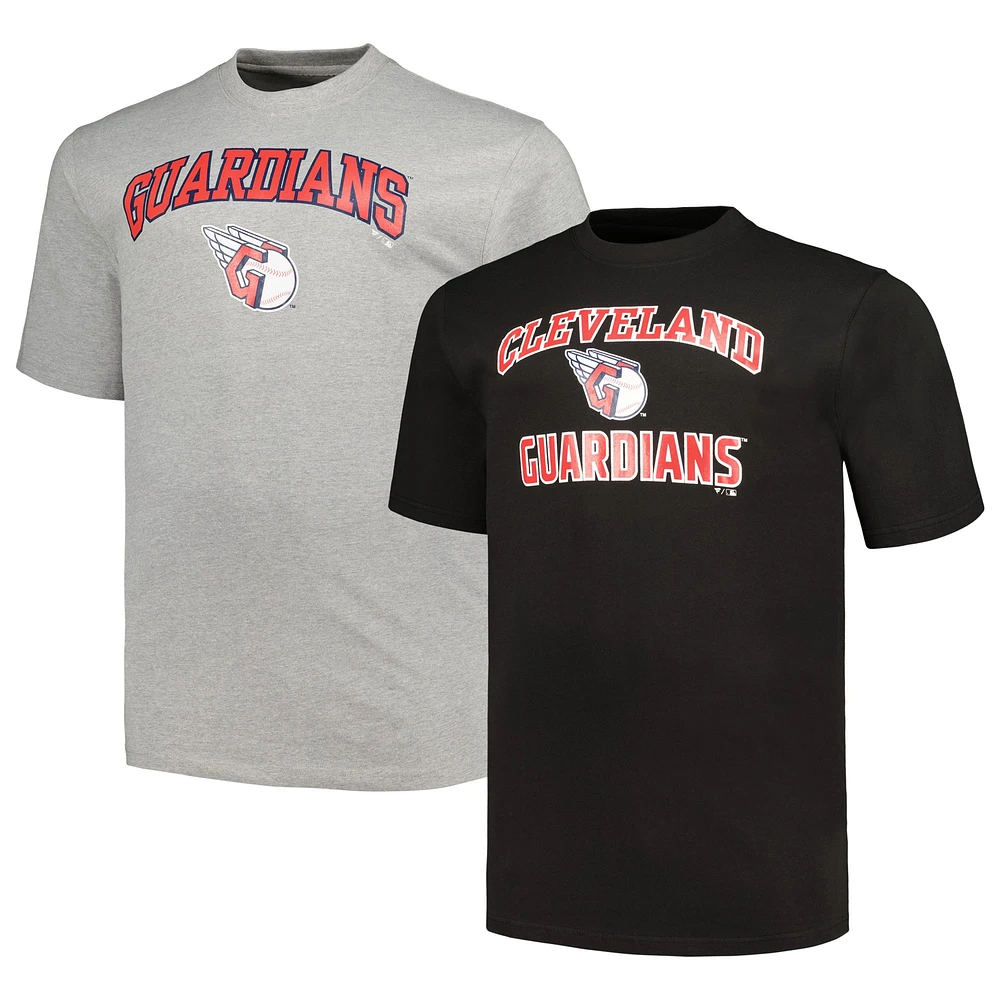 T-shirt Profile Cleveland Guardians Big & Tall noir/gris chiné pour homme