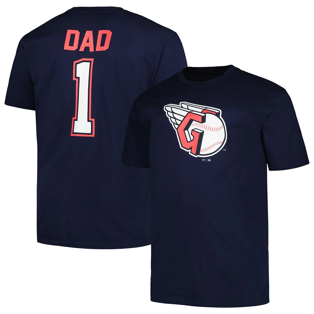 T-shirt pour hommes, bleu marine, Cleveland Guardians, Big & Tall #1 Dad