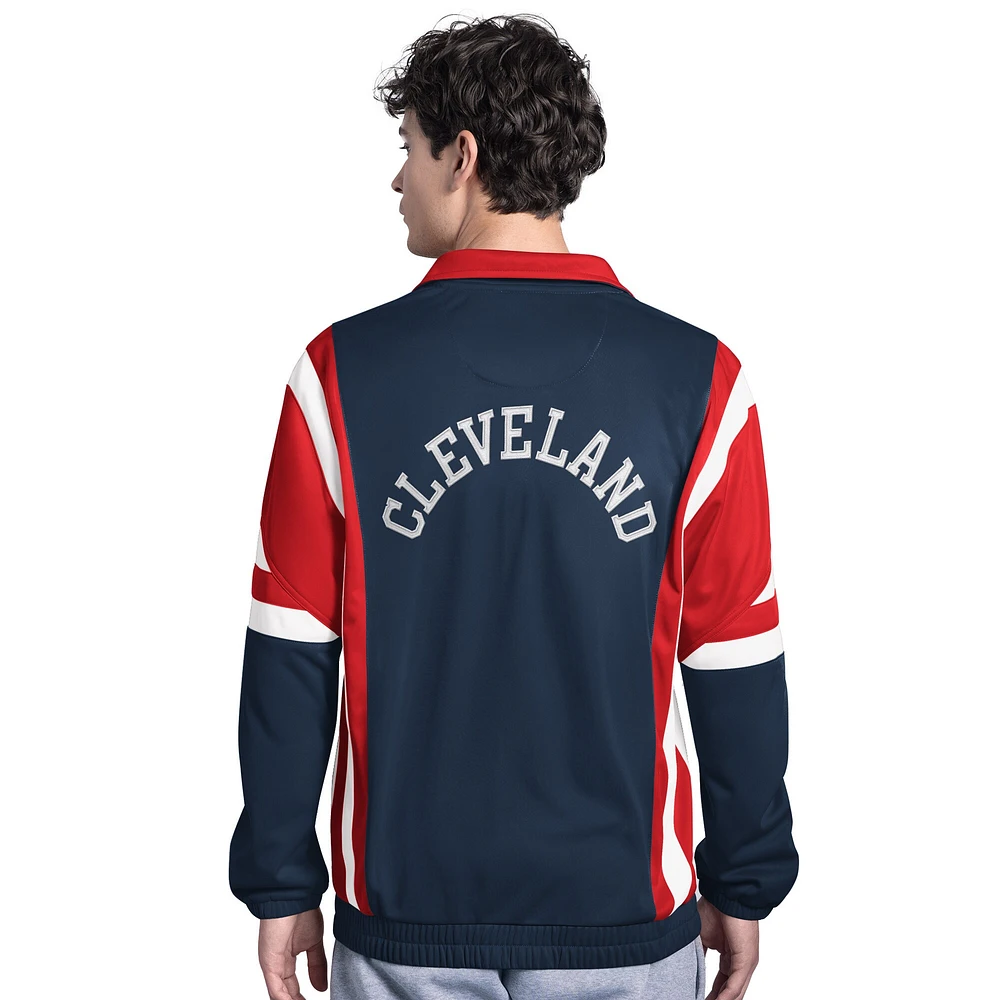 Veste de survêtement entièrement zippée en tricot Contender Cleveland Guardians bleu marine/rouge pour homme