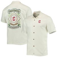 Men's Tommy Bahama Cream Cleveland Guardians Baseball Camp Button-Up Shirt