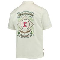 Men's Tommy Bahama Cream Cleveland Guardians Baseball Camp Button-Up Shirt