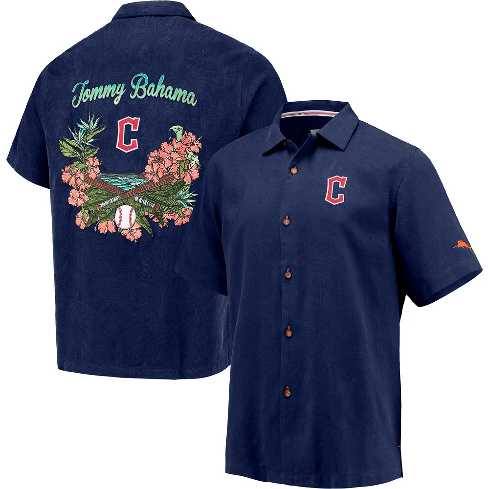 Chemise boutonnée Tommy Bahama Navy Cleveland Guardians Baseball Bay pour homme