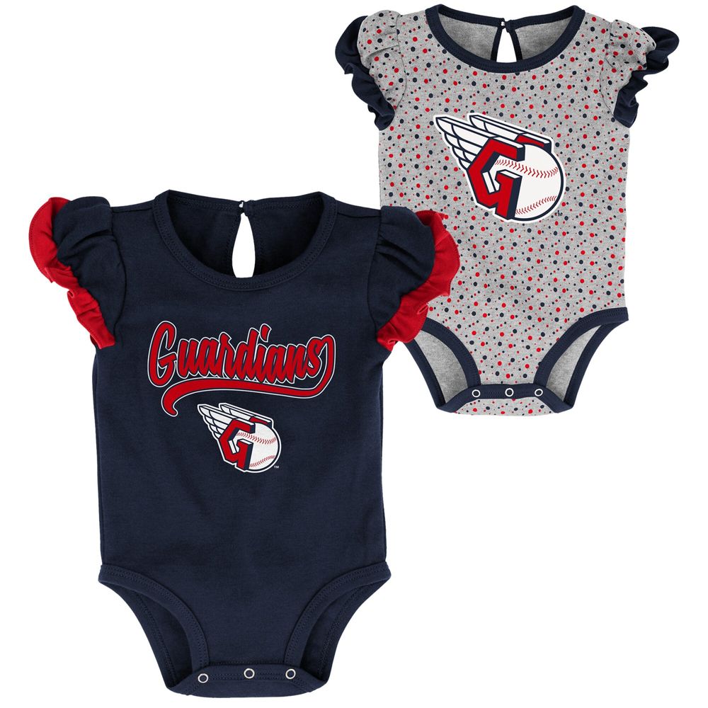 Newborn & Infant Navy/Heathered Gray Cleveland Guardians Scream Shout Two-Pack Bodysuit Set