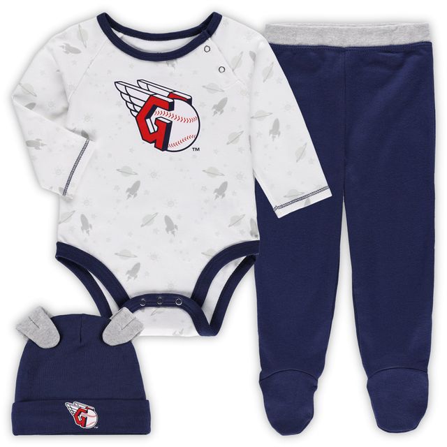 Ensemble bonnet et pantalon à pieds bleu marine/blanc Cleveland Guardians Dream Team pour nouveau-né bébé