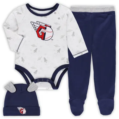 Newborn & Infant Houston Astros Navy/Orange/Heathered Gray Game Time Three-Piece Bodysuit Set