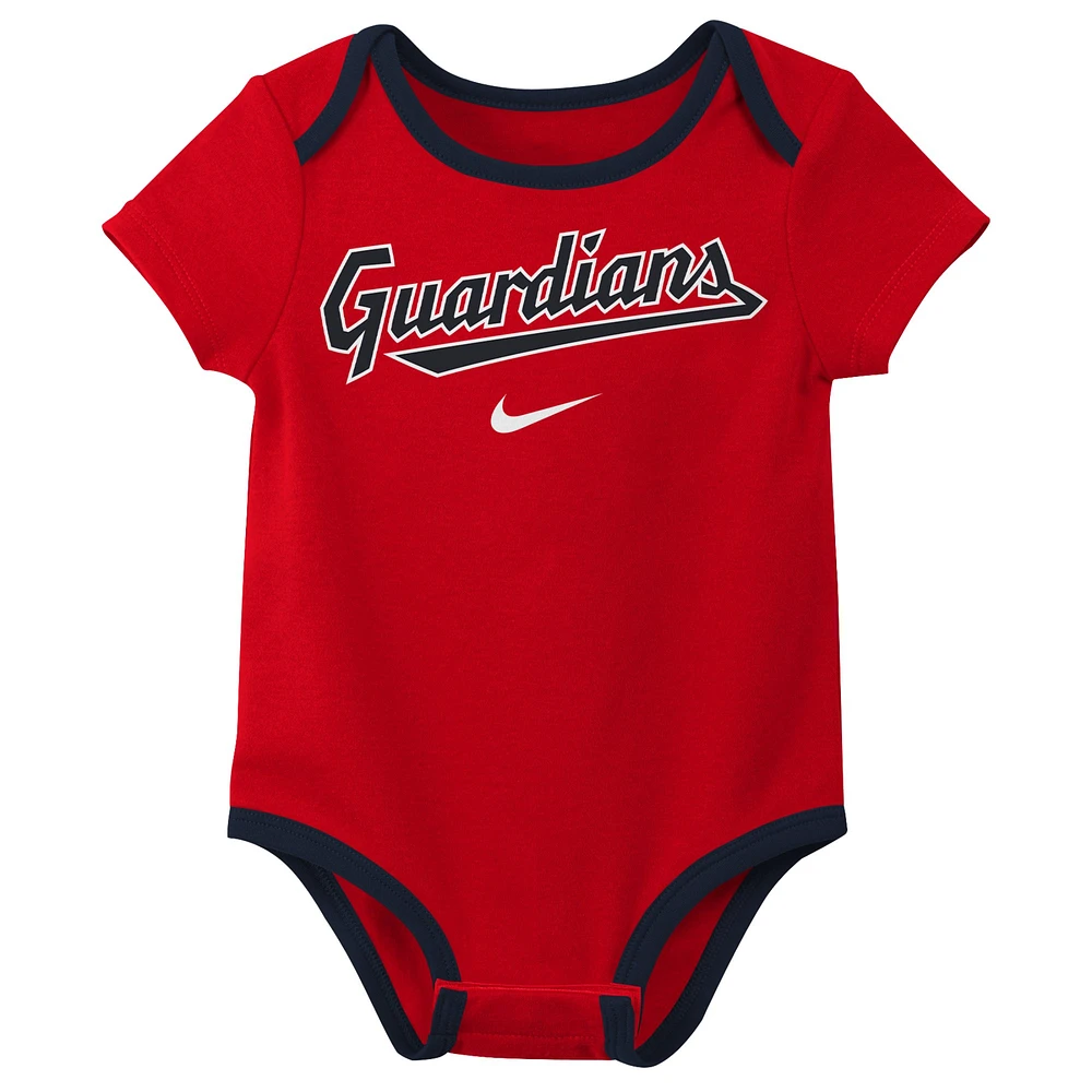 Newborn & Infant Nike Cleveland Guardians Three-Pack Bodysuit Set