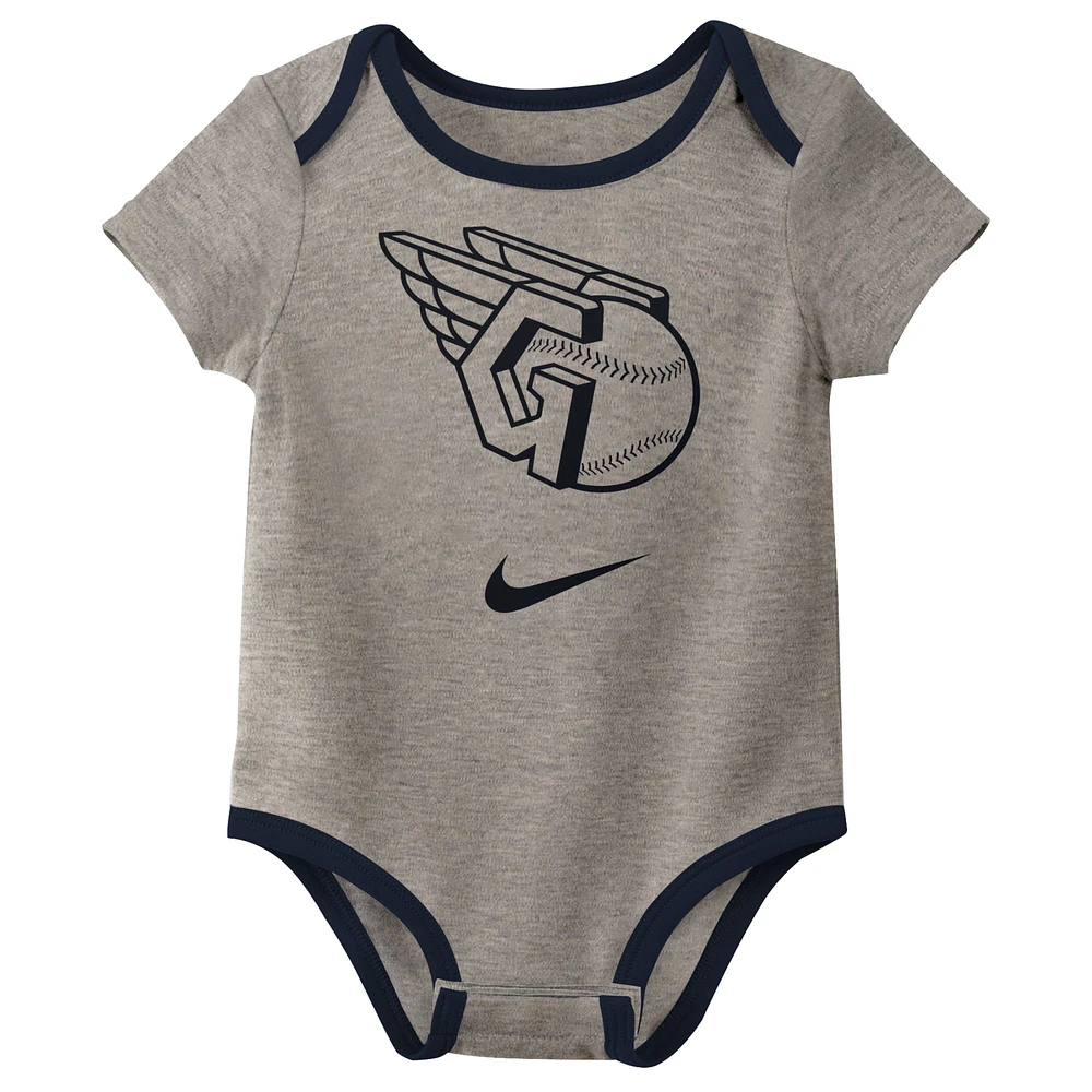 Newborn & Infant Nike Cleveland Guardians Three-Pack Bodysuit Set