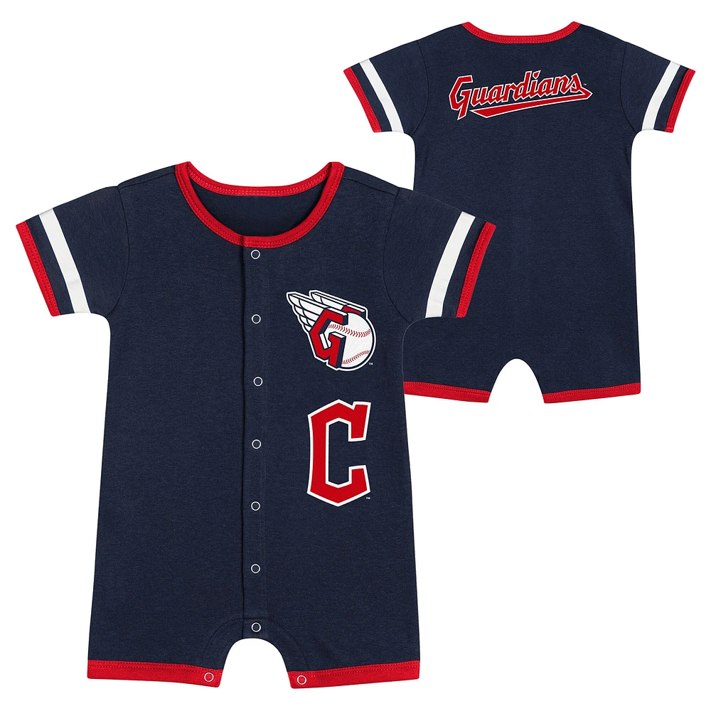 Newborn  Navy Cleveland Guardians Double Hit Coveralls