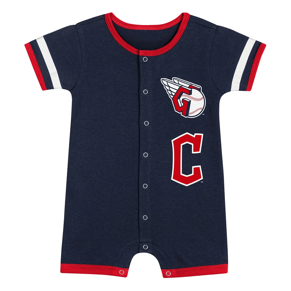 Newborn  Navy Cleveland Guardians Double Hit Coveralls