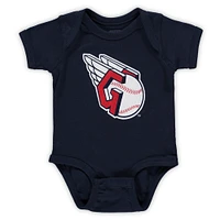 Newborn Navy Cleveland Guardians Primary Logo Bodysuit