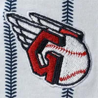 Newborn White/Navy Cleveland Guardians Power Hitter Short Sleeve Bodysuit