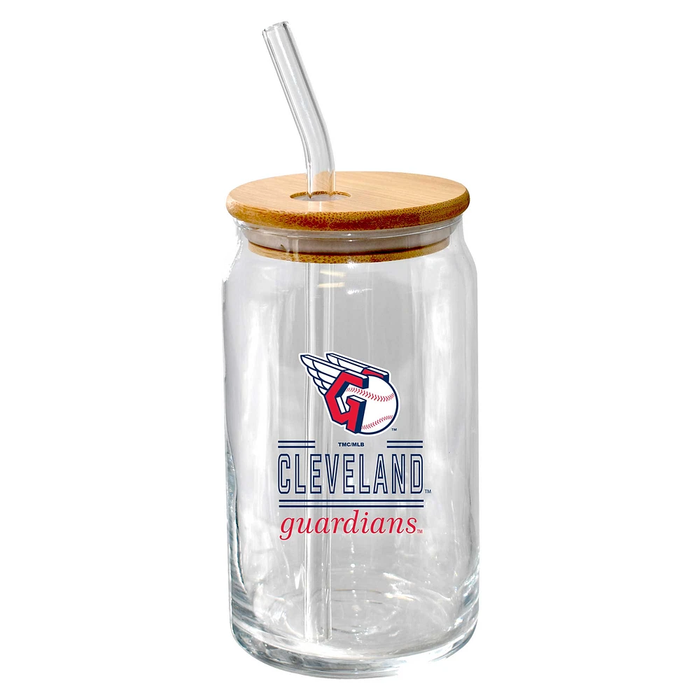 The Memory Company Gardiens de Cleveland 16oz. Verre à bière Classic Crew avec couvercle en bambou