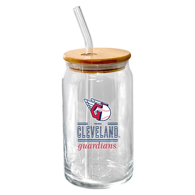 The Memory Company Gardiens de Cleveland 16oz. Verre à bière Classic Crew avec couvercle en bambou