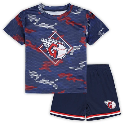 Ensemble t-shirt et short Fanatics pour tout-petits Cleveland Guardians Field Ball bleu marine