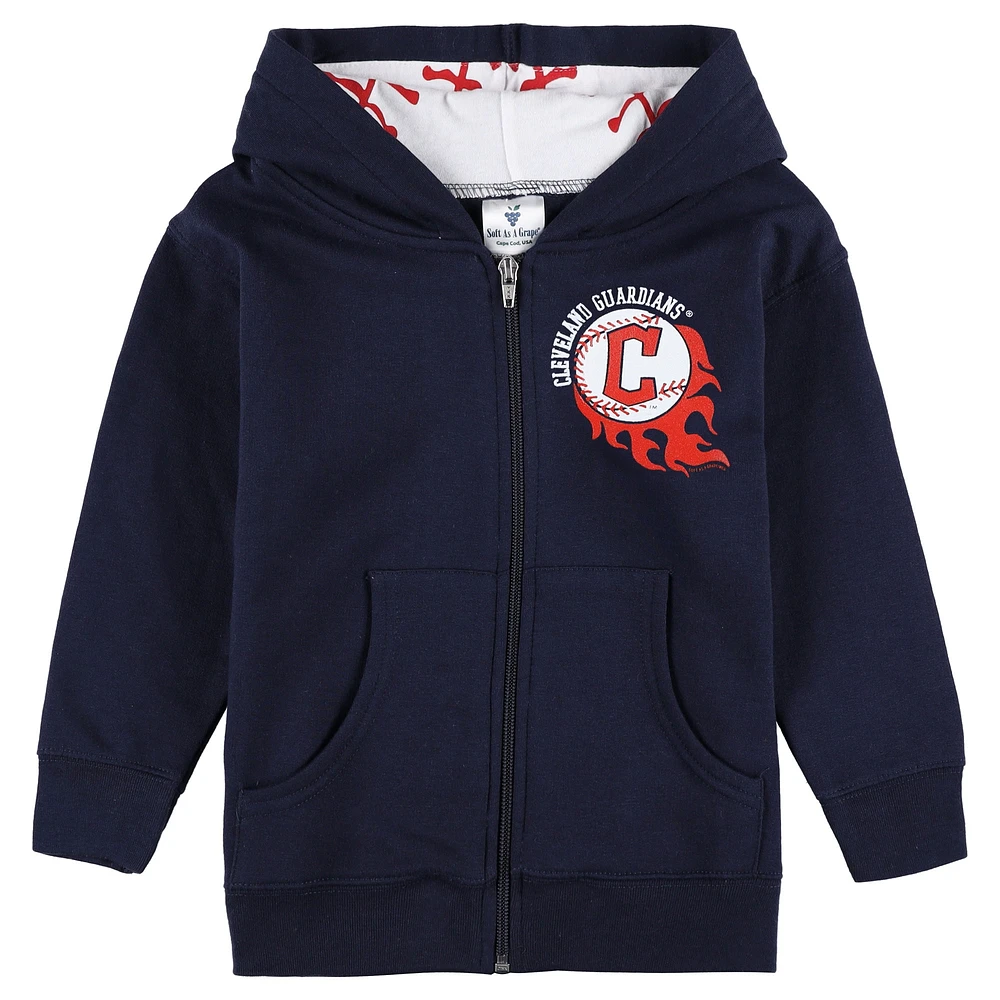 Toddler Soft as a Grape Navy Cleveland Guardians Baseball Full-Zip Hoodie Jacket